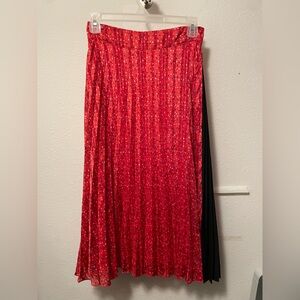 Coach 1941 Mix Pleated Red Black Polka Dot A Line Midi Skirt Size 0